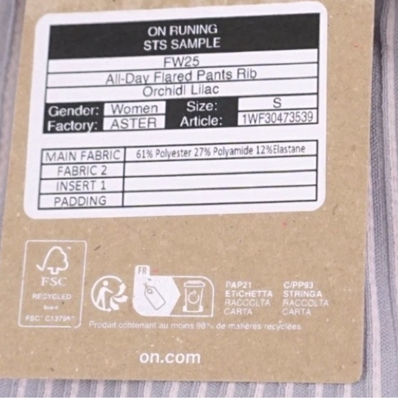 NWT [On Running] All-Day Ribbed Flare Legging Pants, Orchid Lilac, Women's Sz S - Picture 13 of 14